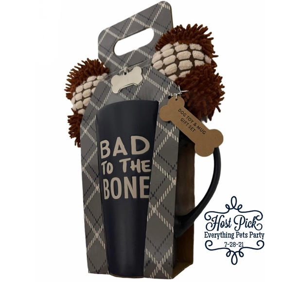 BAD TO THE BONE Doggy Gift Set Coffee Mug ID Tag Dog Toy - Picture 2 of 11